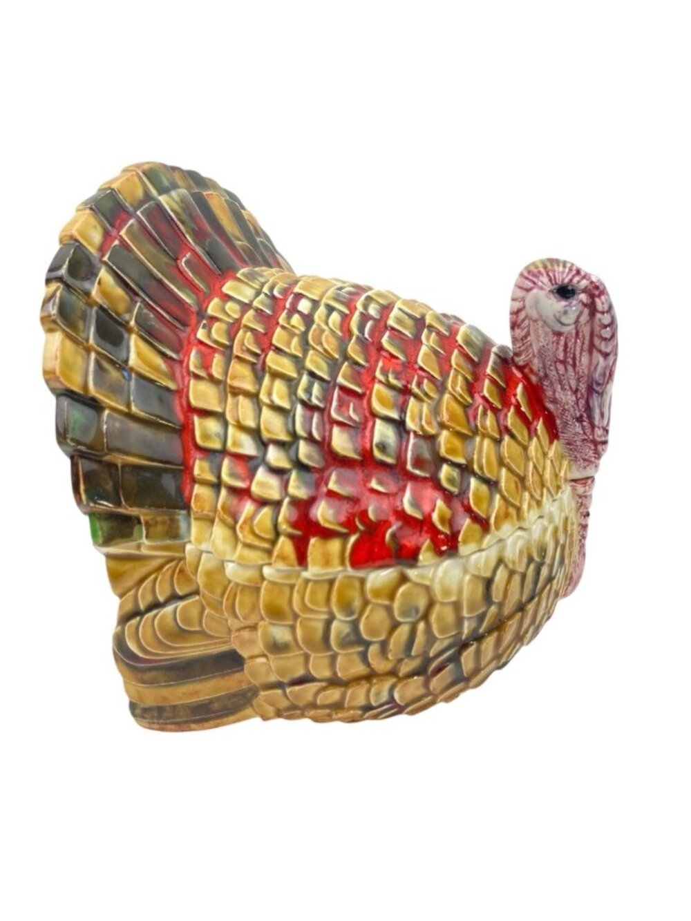 -Vintage Ceramic Turkey Bird Lidded Candy Dish Thanksgiving Holiday 70's Decor